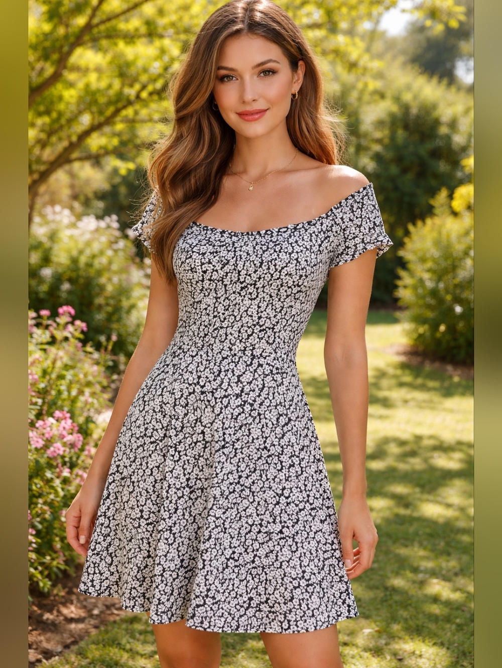 HOLLISTER Floral Black and White Dress, Size S, EUC